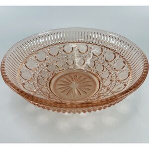 Vintage Pink Windsor Depression Glass Bowl  7.5" Cane & Button Indiana
